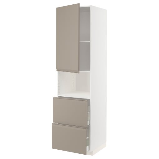 METOD, high cabinet for microwave with door/2 drawers, 60x60x220 cm, 094.921.35