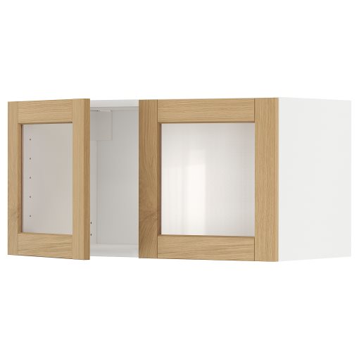 METOD, wall cabinet with 2 glass doors, 80x40 cm, 095.093.53