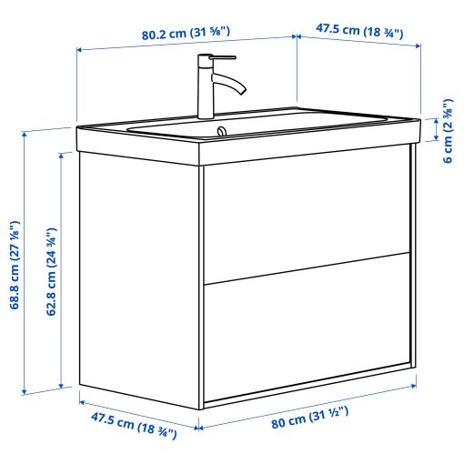 ANGSJON/BACKSJON, wash-stand with drawers/wash-basin/tap, 80x48x69 cm, 095.211.14