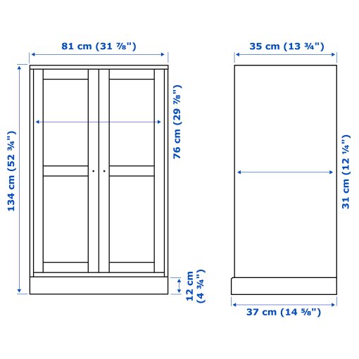 HAVSTA, glass-door cabinet with plinth, 81x37x134 cm, 095.346.54