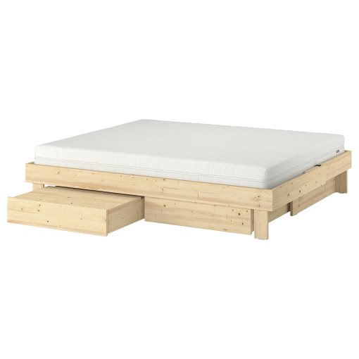 GLAMBERGET, bed frame with storage and mattress, 140x200 cm, 095.684.94