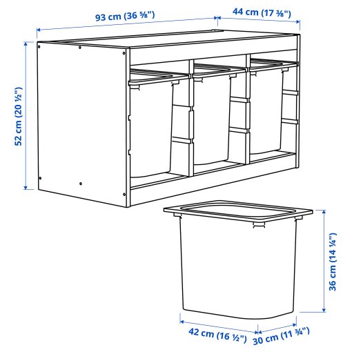 TROFAST, storage combination with boxes, 93x44x52 cm, 095.749.42
