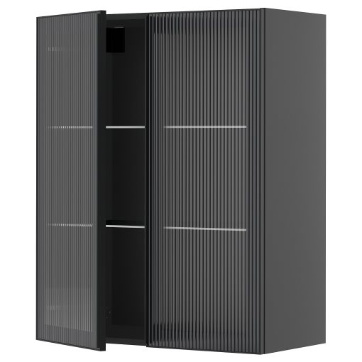 METOD, wall cabinet with shelves/2 glass doors, 80x100 cm, 095.884.11