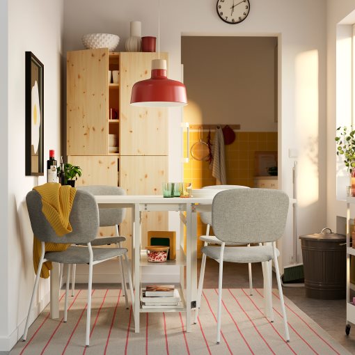 VIHALS, gateleg table and 4 chairs, 39/95/151x90 cm, 095.899.48