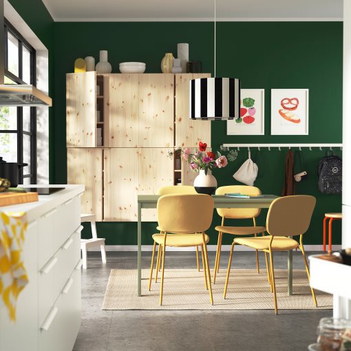 VIHALS, table and 4 chairs, 120/180x74 cm, 096.067.83