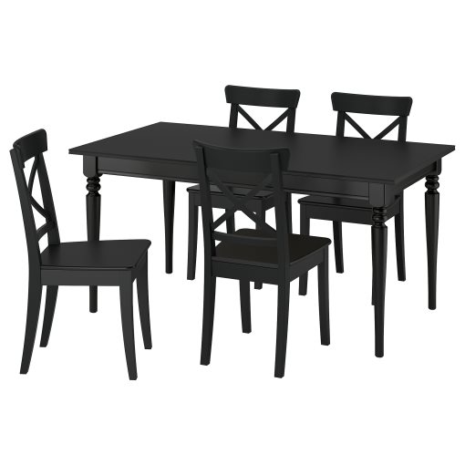 ROSENTORP, table and 4 chairs, 155/215x87 cm, 096.101.29