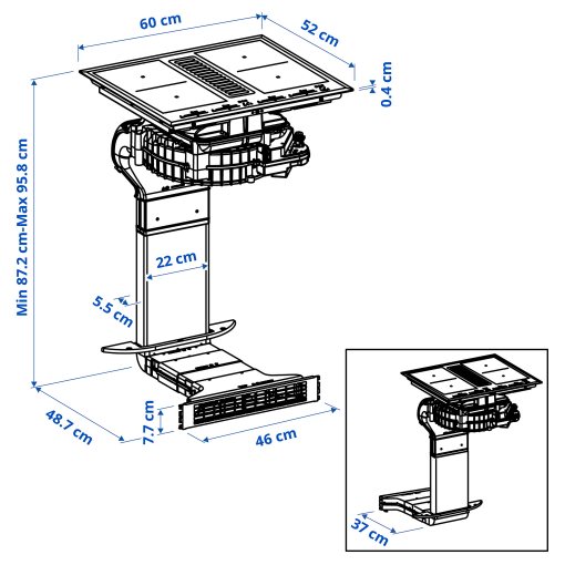 TÄCKNAN, induction hob/interior extractor with recirculation kit/IKEA 500, 60 cm, 096.125.00