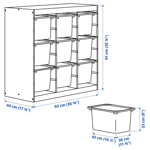TROFAST, storage combination room divider with boxes, 93x44x91 cm, 096.125.76