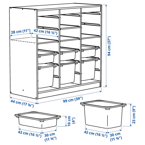 TROFAST, storage combination room divider with shelves and boxes, 93x44x91 cm, 096.131.18