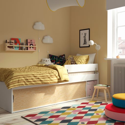 KLIPPUGGLA, bed frame with storage and guard rail, 90x200 cm, 096.278.27