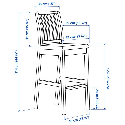 EKEDALEN, bar stool with backrest, 104.005.40