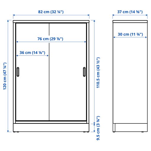 TONSTAD, cabinet with sliding doors, 82x37x120 cm, 104.892.31
