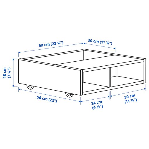 FREDVANG, underbed storage/bedside table, 59x56 cm, 104.936.38