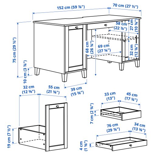 IDANÄS, γραφείο, 152x70 cm, 105.141.55