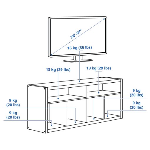 KALLAX, έπιπλο TV, 147x60 cm, 105.620.90
