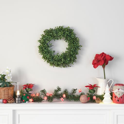 VINTERFINT, στεφάνι/εσωτερικού/εξωτερικού χώρου Πυξάρι, 45 cm, 105.621.32