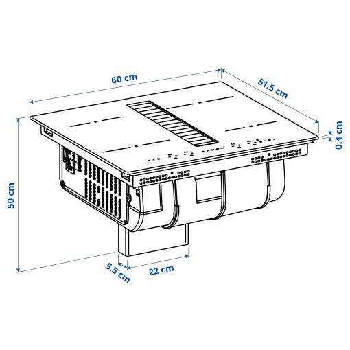 TÄCKNAN, επαγωγική εστία/ενσωματωμένος απορροφητήρας/IKEA 300, 60 cm, 105.986.35