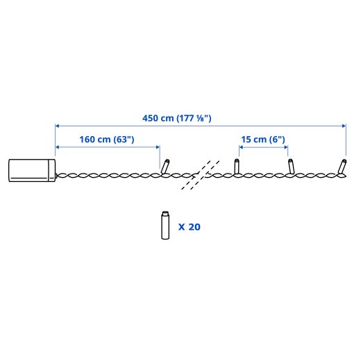 GETKÅL, lighting chain with built in LED light source/battery-operated/outdoor, 4.5 m, 106.028.78