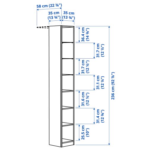 PAX, add-on mid-unit, 35x35x236 cm, 106.038.25