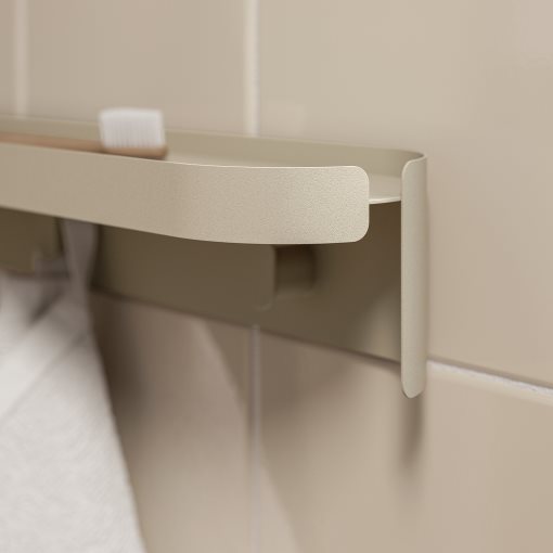 FLORSJÖN, wall shelf with 3 hooks, 40x7 cm, 106.051.41