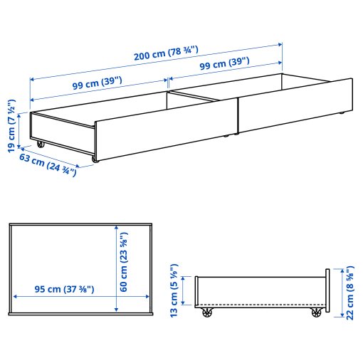 GULLABERG, bed storage box set of 2, 200 cm, 106.082.05