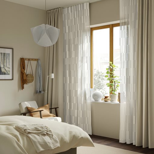 BERGNEJLIKA, net curtains with heading tape 1 pair, 145x280 cm, 106.299.86