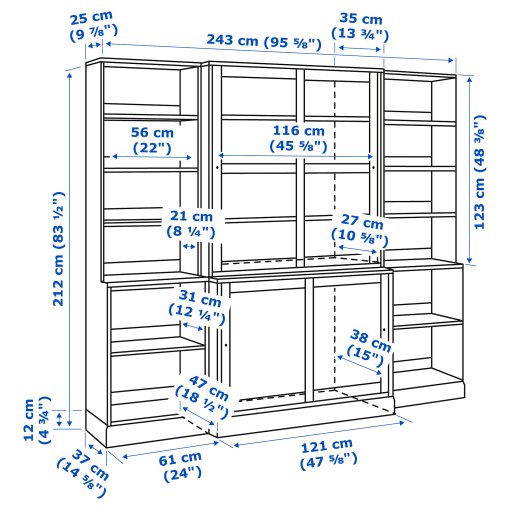 HAVSTA, storage combination with sliding glass doors, 192.752.35