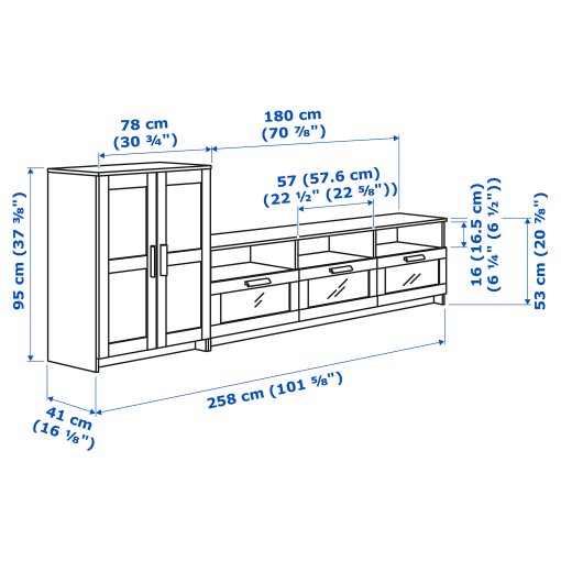 BRIMNES, TV storage combination, 192.782.10