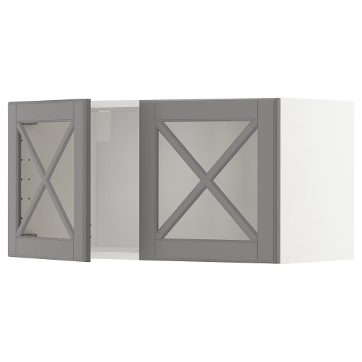 METOD, ντουλάπι τοίχου με 2 γυάλινες πόρτες, 80x40 cm, 193.950.30
