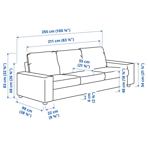 VIMLE, τριθέσιος καναπές, 194.013.33