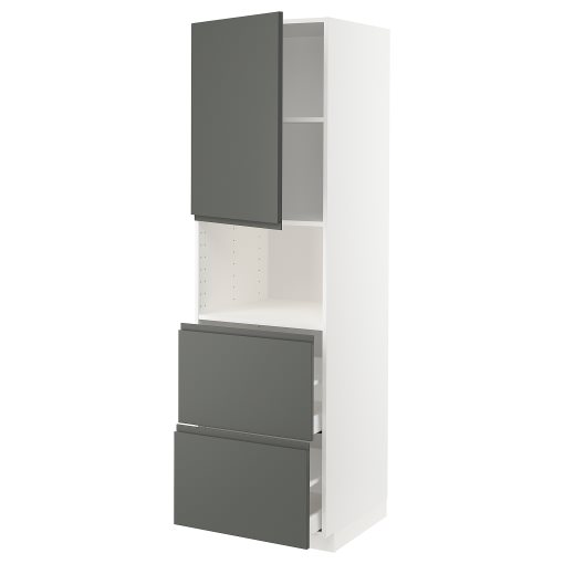 METOD/MAXIMERA, high cabinet for microwave with door/2 drawers, 60x60x200 cm, 194.652.02