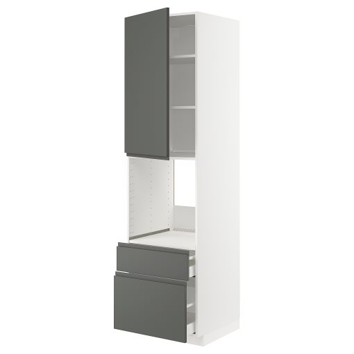 METOD/MAXIMERA, high cabinet for oven with door/2 drawers, 60x60x220 cm, 194.671.16