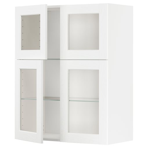 METOD, ντουλάπι τοίχου με ράφια/4 γυάλινες πόρτες, 80x100 cm, 194.734.81