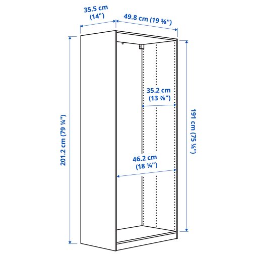 PAX, wardrobe frame, 50x35x201 cm, 204.582.10