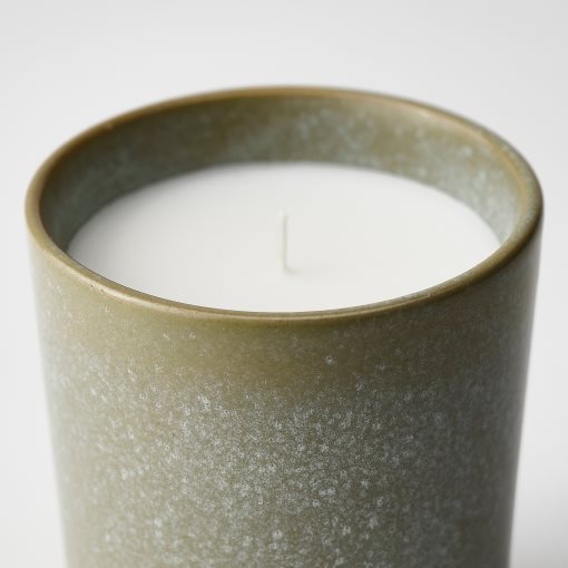 HEDERSAM, scented candle in ceramic jar/Fresh grass, 50 hr, 205.024.25