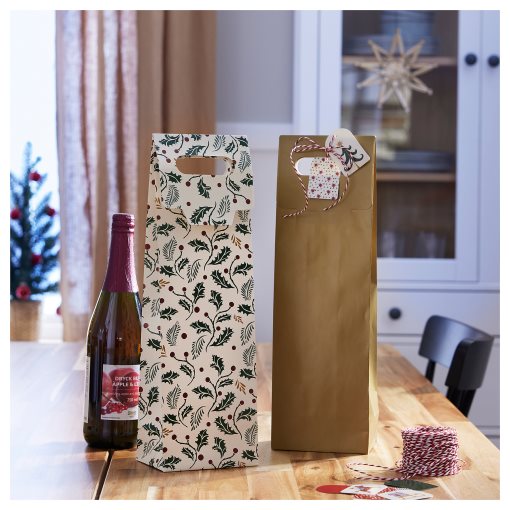 VINTERFINT, gift bag for bottle/2 pack, 13x41 cm, 205.559.04