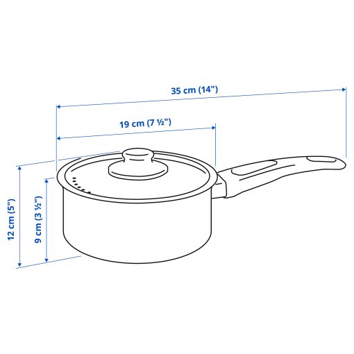 HEMLAGAD, pot with lid non-stick coating, 2 l, 205.809.13