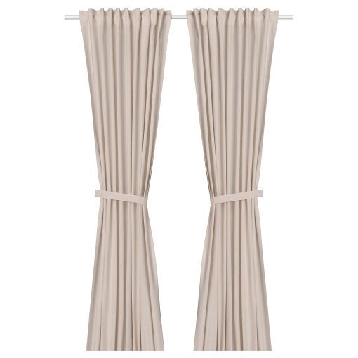 LENDA, curtains with heading tape and tie-backs/1 pair, 140x280 cm, 206.331.10