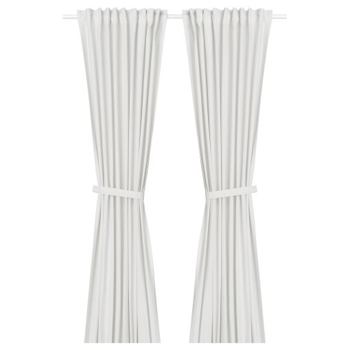 LENDA, curtains with heading tape and tie-backs/1 pair, 140x280 cm, 206.331.10