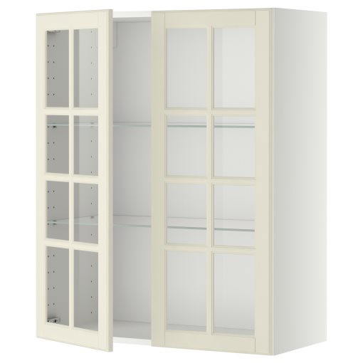 METOD, wall cabinet with shelves/2 glass doors, 80x100 cm, 293.949.83