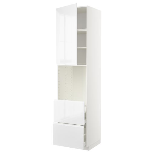 METOD, ψηλό ντουλάπι για φούρνο με πόρτα/2 συρτάρια, 60x60x240 cm, 294.571.93