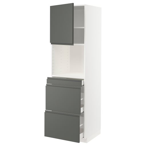 METOD, high cabinet for microwave combi with door/3 drawers, 60x60x200 cm, 294.574.33