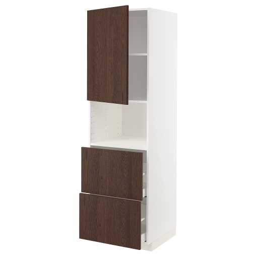 METOD, high cabinet for microwave with door/2 drawers, 60x60x200 cm, 294.676.15