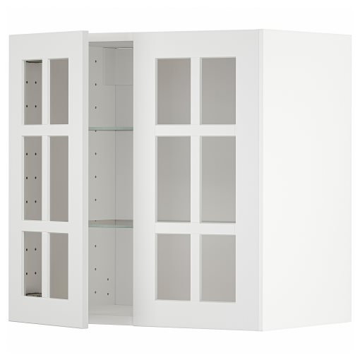 METOD, wall cabinet with shelves/2 glass doors, 60x60 cm, 294.678.75