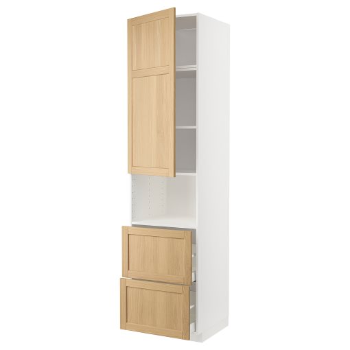 METOD, high cabinet for microwave with door/2 drawers, 60x60x240 cm, 295.095.59