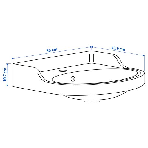 RUTSJON, semi-recessed wash-basin with water trap, 50x44 cm, 295.170.26