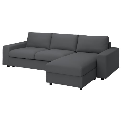 VIMLE, 3-seat sofa-bed with wide armrests and chaise longue, 295.370.86