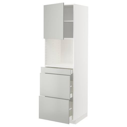 METOD, high cabinet for microwave combi with door/3 drawers, 60x60x200 cm, 295.385.85