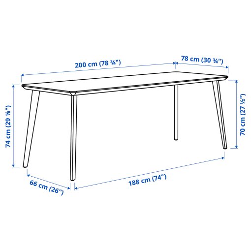 LISABO/LISABO, τραπέζι και 6 καρέκλες, 200x78 cm, 295.548.39