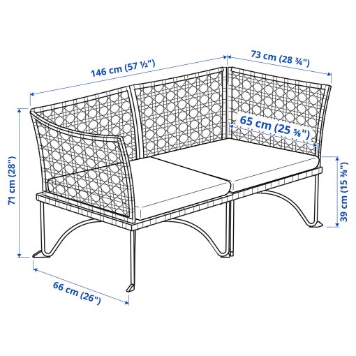 JUTHOLMEN, 2-seat modular sofa outdoor, 146x73 cm, 295.782.27